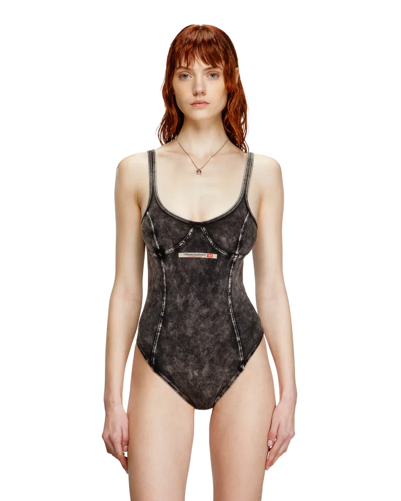 Diesel Body aus Denim-Effekt-Jersey - Bodys - Damen - Schwarz Schwarz