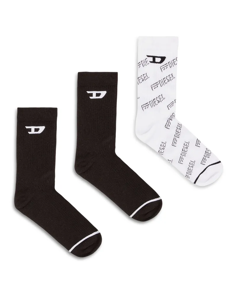 Diesel Dreierpack Baumwollsocken mit Allover-Logo - Socken - Herren - Bunt Bunt