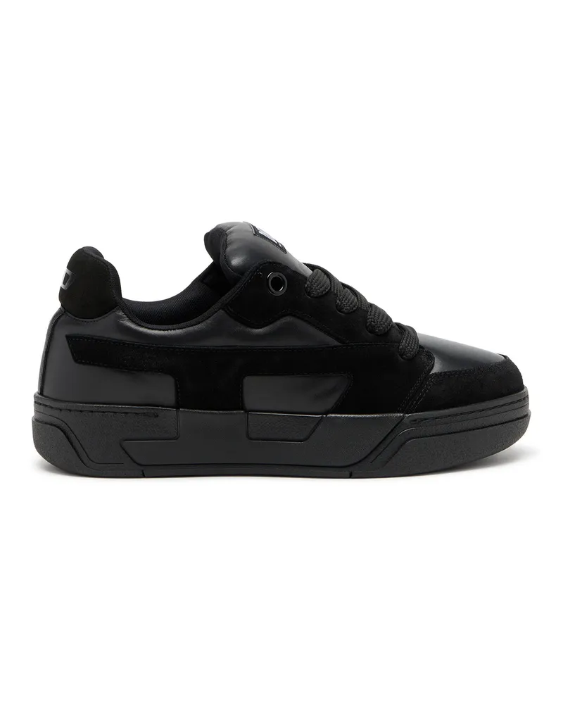 Diesel D-Ollie-Monochrome Sneaker aus Wildleder und Leder - Sneakers - Herren - Schwarz Schwarz