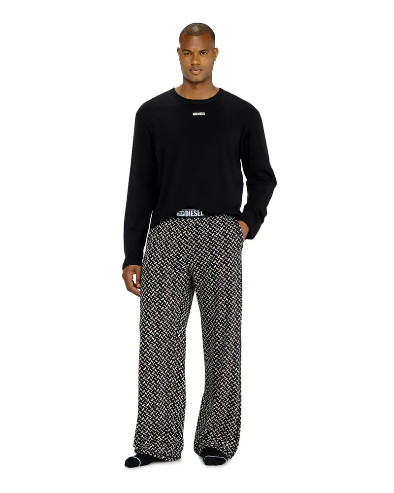 Diesel Pyjama-Set aus Baumwolle mit bedruckter Hose - Pyjamas - Herren - Schwarz Schwarz