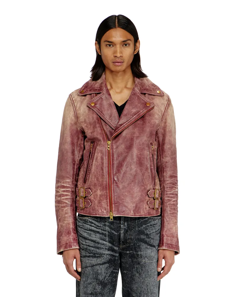 Diesel Biker-Jacke aus behandeltem Leder - Lederjacken - Herren - Rot Rot