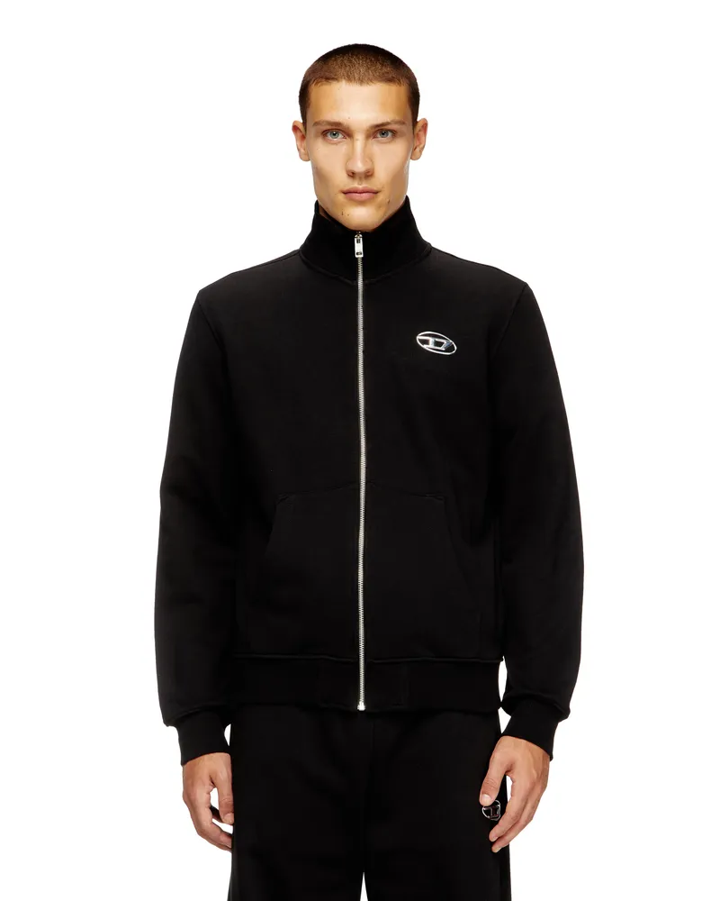 Diesel Sweatshirt mit Metallic-Logo und Reißverschluss - Sweatshirts - Herren - Schwarz Schwarz