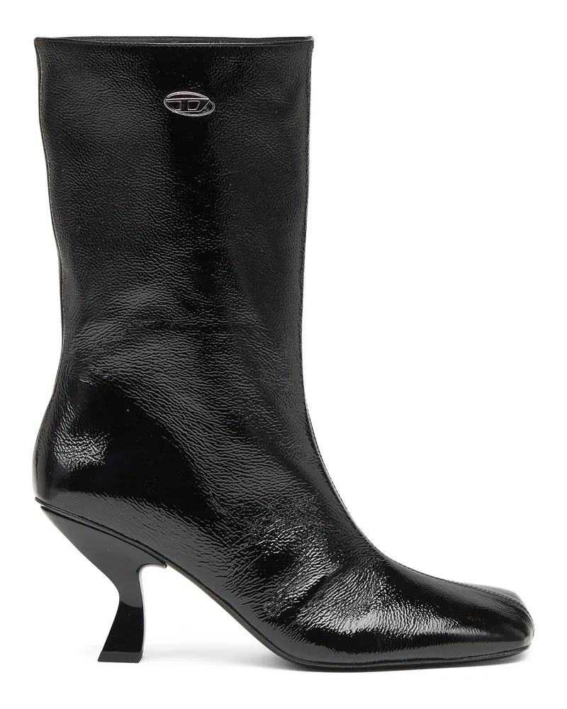 Diesel D-Amber-Stiefeletten mit quadratischer Spitze und Naplak-Effekt - Stiefel - Damen - Schwarz Schwarz