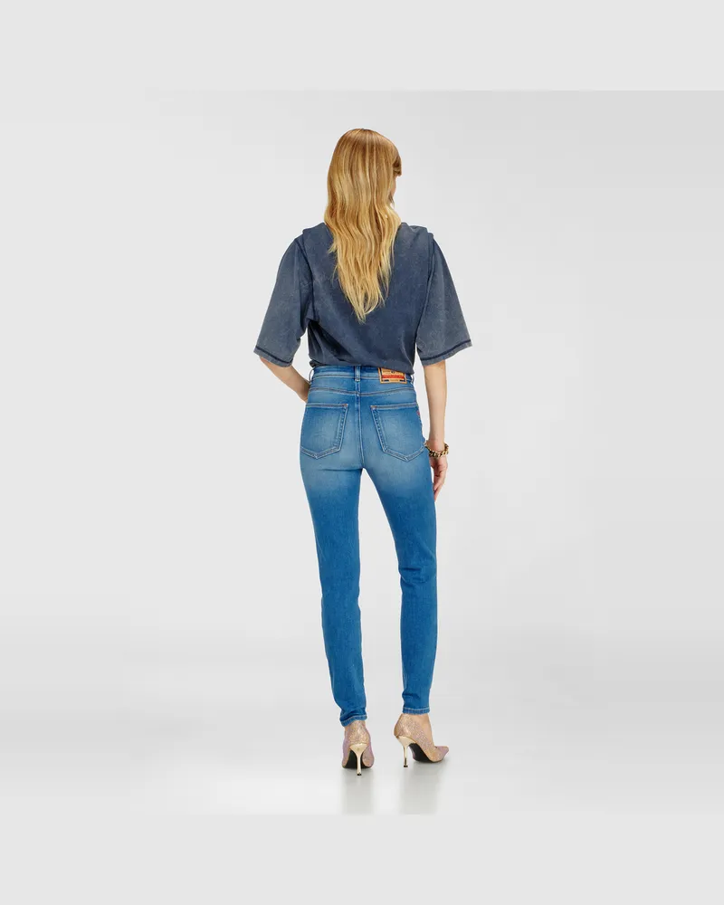 Diesel Skinny Jeans High Waist 1984 Slandy-High, Mittelblau, Reißverschluss Blau