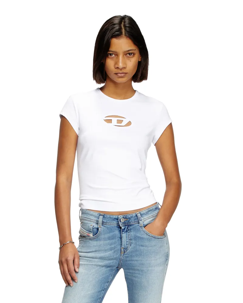 Diesel T-Shirt mit Cutout-Logo - T-Shirts - Damen - Weiss Weiss