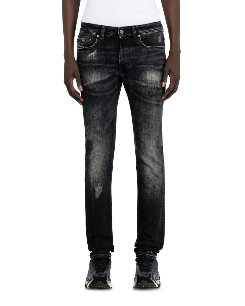 Diesel Skinny Jeans Low Waist 1979 Sleenker, Schwarz/Dunkelgrau, Reißverschluss Schwarz