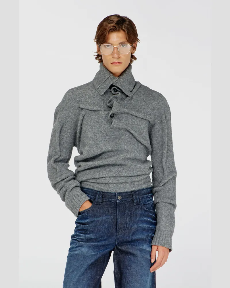 Diesel Pullover mit Knopfleiste aus gekochtem, geknittertem Strick - Strickwaren - Herren 