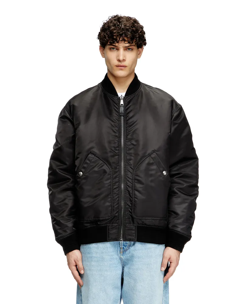 Diesel Bomberjacke aus gefüttertem Nylon mit Oval D - Jacken - Herren - Schwarz Schwarz