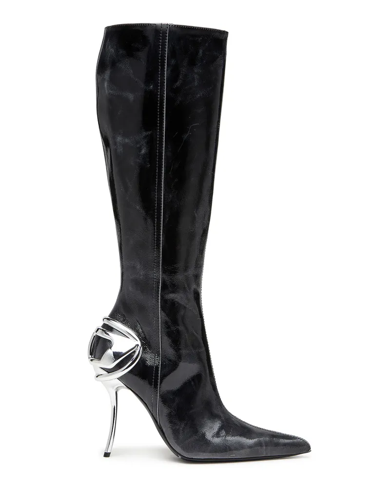 Diesel D-Ten & Half - Kniehohe Lederstiefel - Stiefel und Stiefeletten - Damen - Schwarz Schwarz