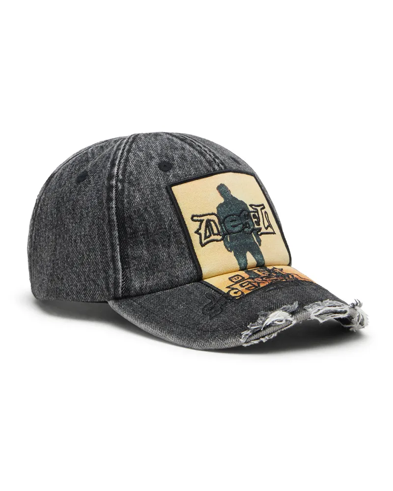 Diesel Jeans-Baseballkappe mit Aufnäher und ausgefransten Details - Hüte - Herren - Grau Grau