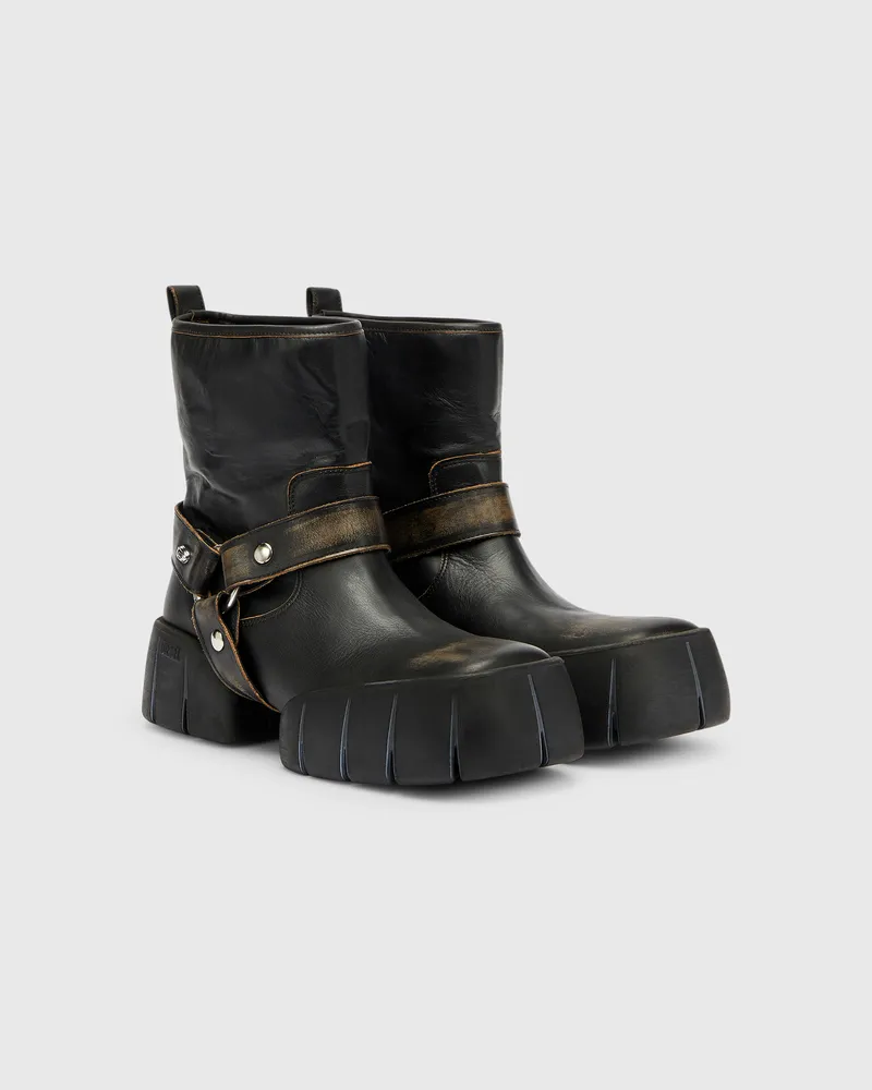 Diesel D-Tex - Biker-Boots aus distressed Leder - Stiefel - Herren - Braun Braun
