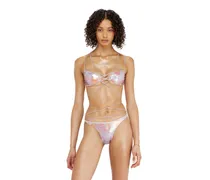 Metallisches Strappy-Bikini-Top mit Blumenprint - BHs - Damen - Violett