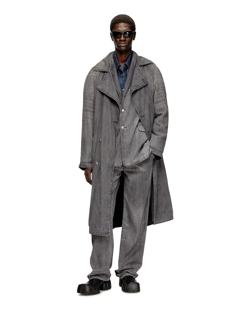 Diesel Trenchcoat aus gemustertem Denim - Denim jacken - Unisex - Grau Grau