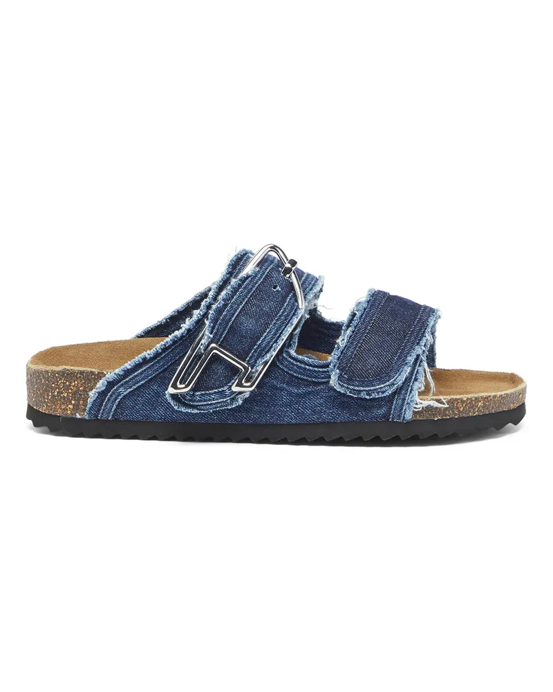 Diesel D-Woodstock - Sandale mit ausgefransten denim-riemen - Sandalen - Damen - Blau Blau