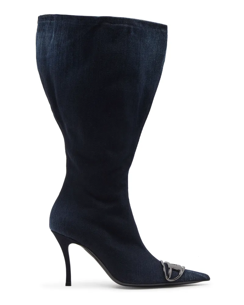 Diesel Weite kniehohe Stiefel aus Denim - Stiefel und Stiefeletten - Damen - Blau Blau