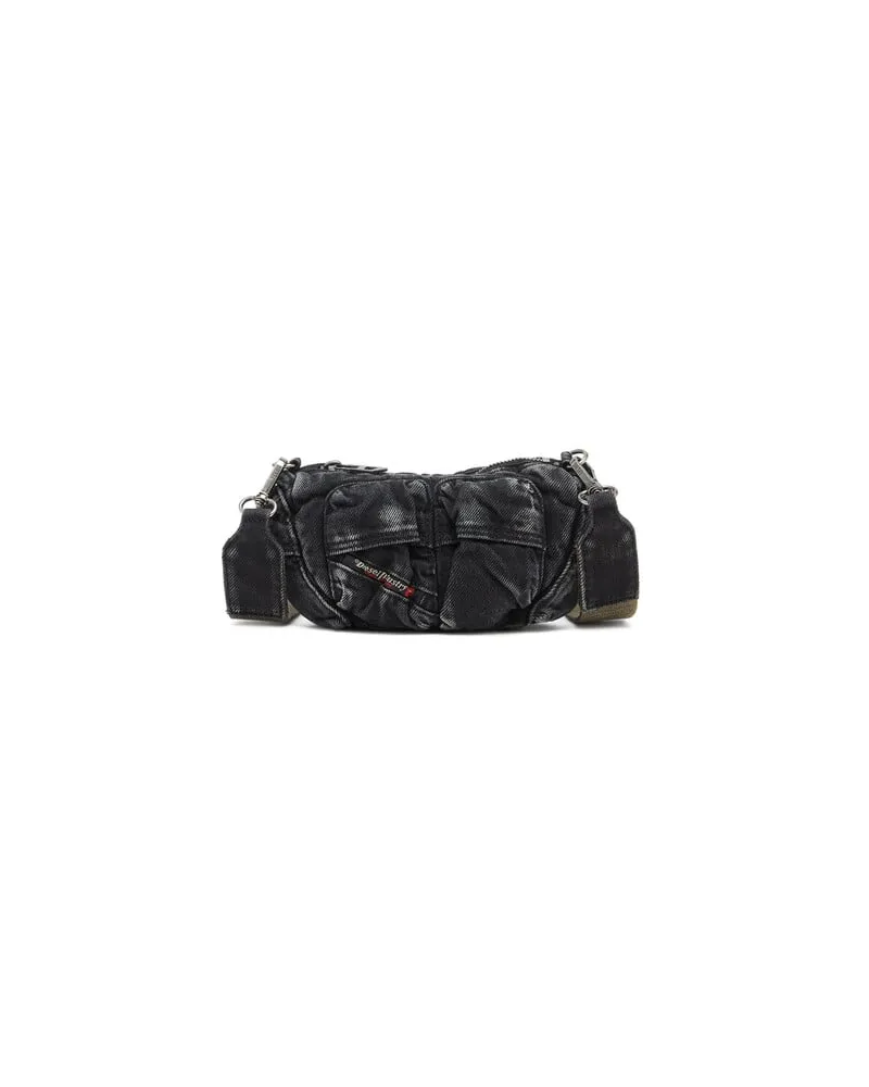 Diesel Multi-Pkts-Kleine Multipocket-Tasche aus gewaschenem Denim - Schultertaschen - Unisex - Grau Grau