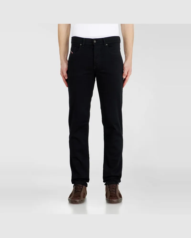 Diesel Regular Jeans Regular Waist 2023 D-Finitive, Schwarz/Dunkelgrau, Knopfverschluss Schwarz