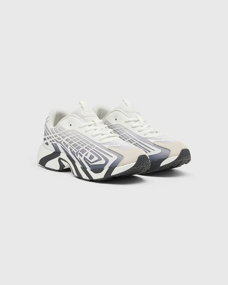 Diesel D-Vit-Sneaker aus gestreiftem Dégradé-Mesh - Sneakers - Herren - Weiss Weiss