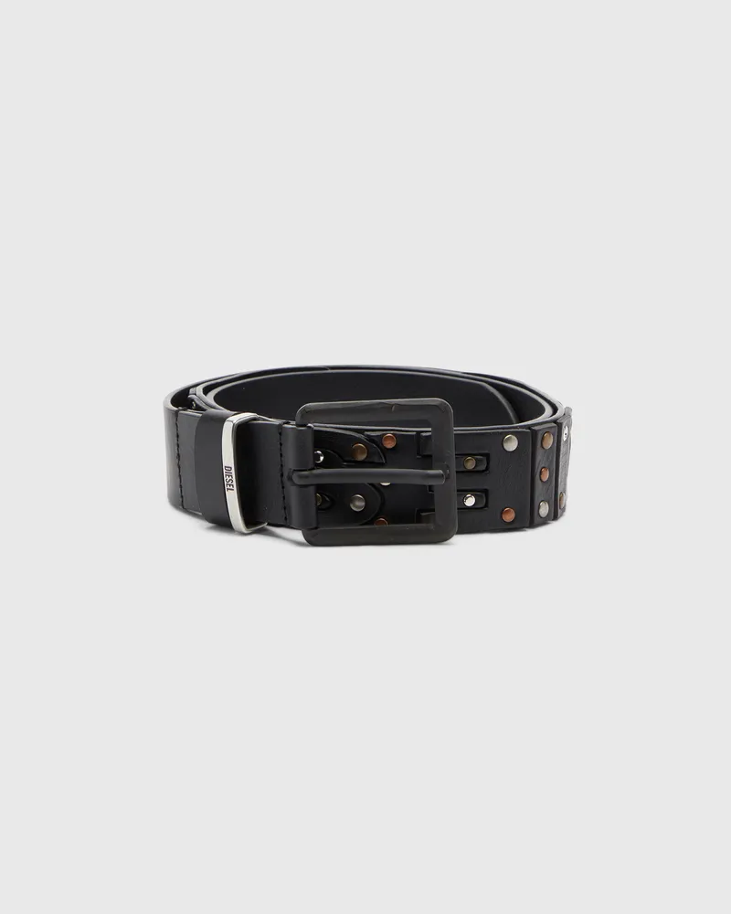 Diesel 4 cm Ledergürtel mit Nieten und Studs - Gürtel - Unisex - Schwarz Schwarz