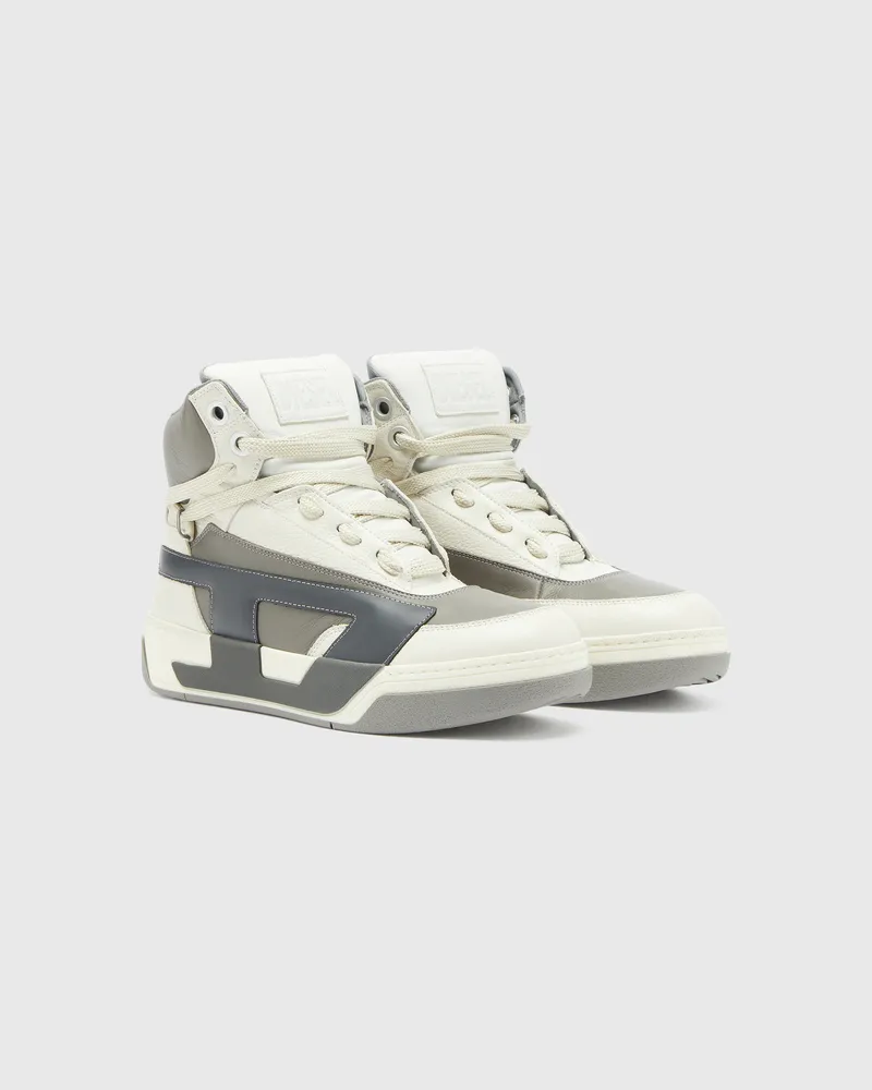 Diesel S-D-Ollie - High-Top-Sneaker aus Leder mit D-Logo - Sneakers - Herren - Weiss Weiss