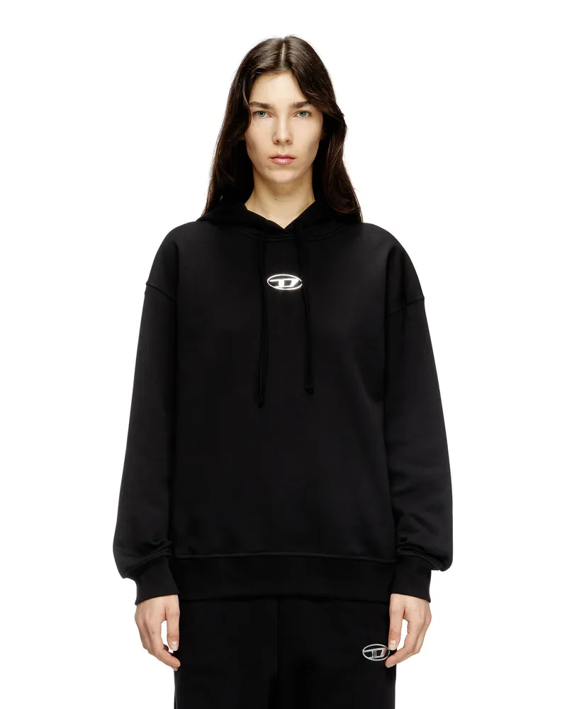 Diesel Kapuzenpullover mit Oval D-Logo mit Metall-Effekt - Sweatshirts - Damen - Schwarz Schwarz