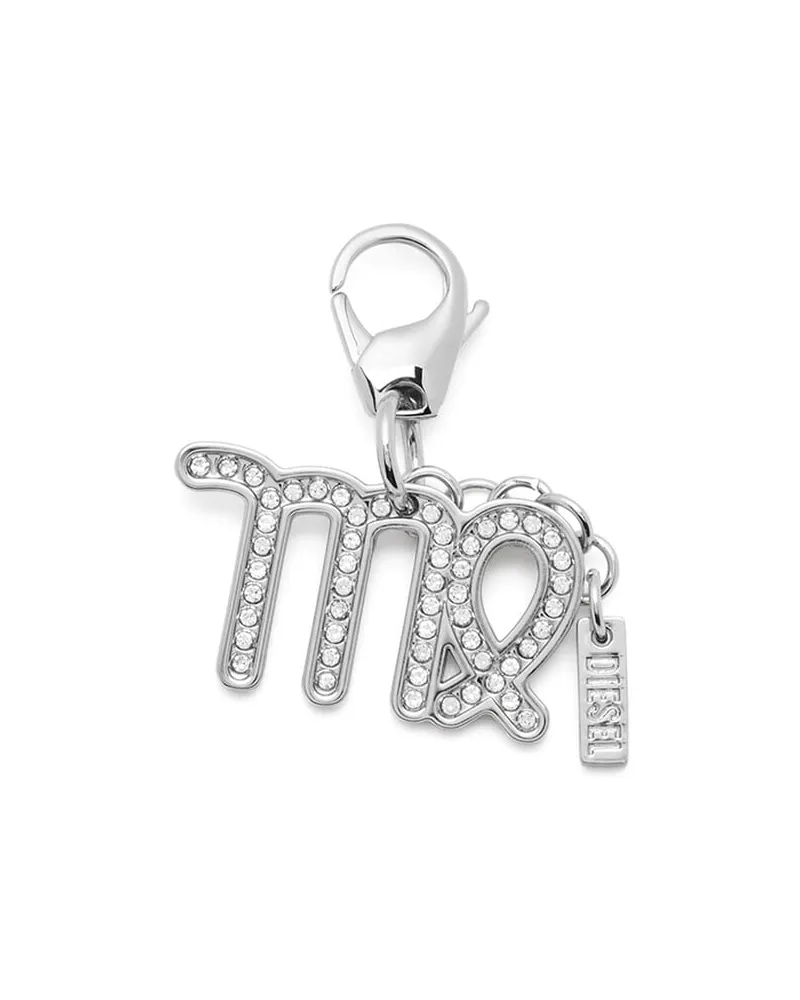 Diesel Metallisches Jungfrau-Charm mit Strasssteinen - Charms und Schlüsselanhänger - Unisex - Silber Silber
