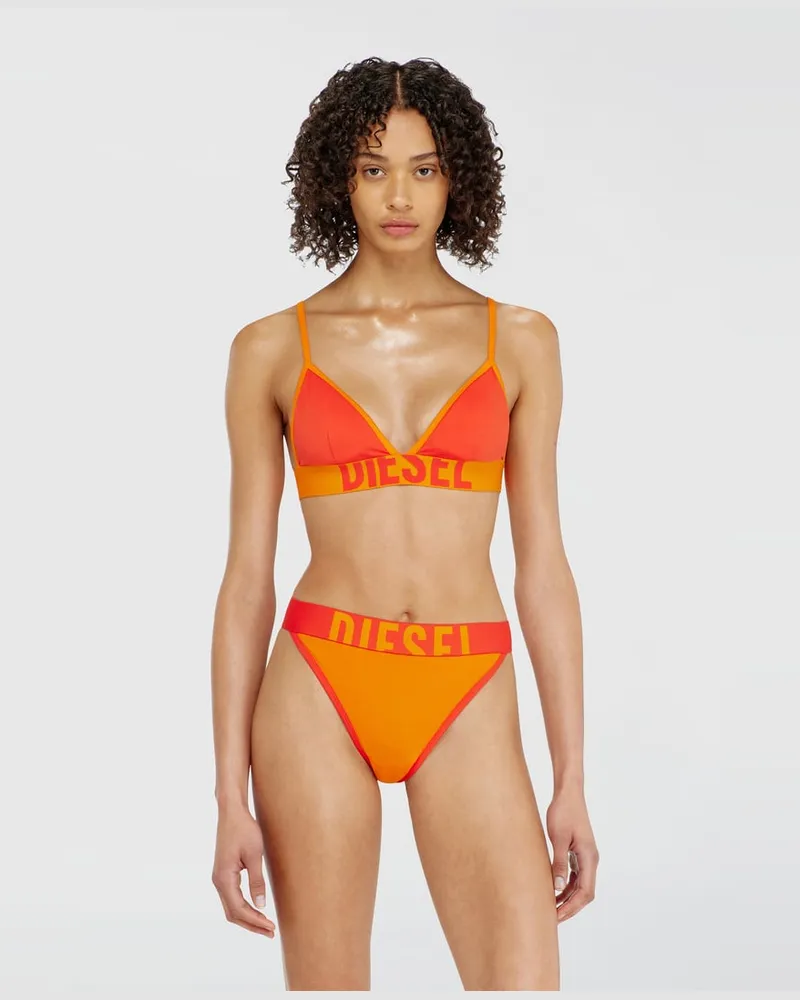Diesel Triangel-BH aus zweifarbigem Baumwollstoff - BHs - Damen - Orange Orange