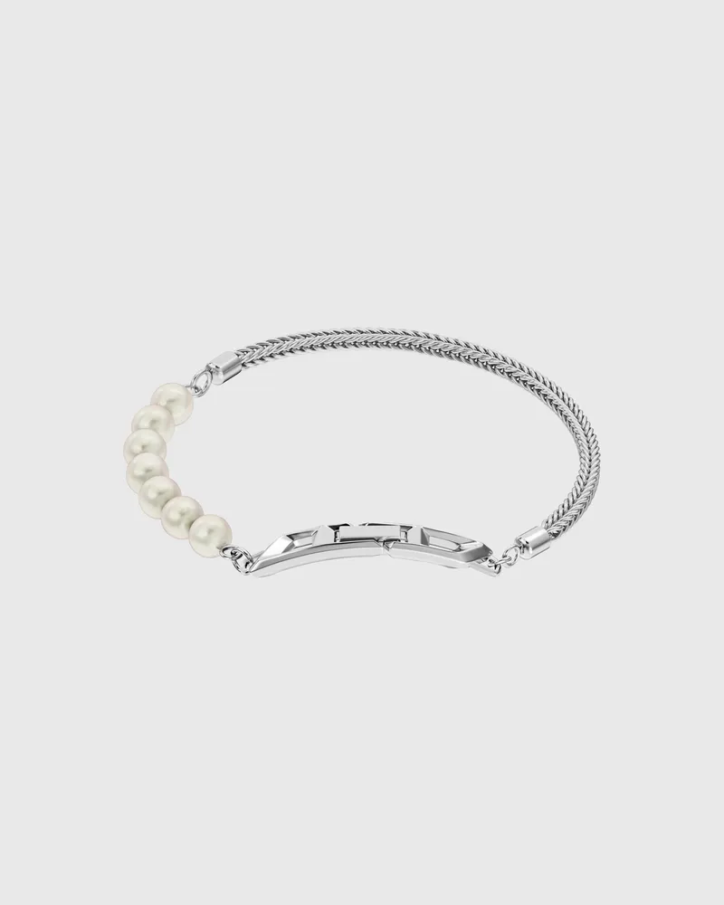 Diesel Armband aus Sterlingsilberkette und Perle - Armbänder - Unisex - Silber Silber