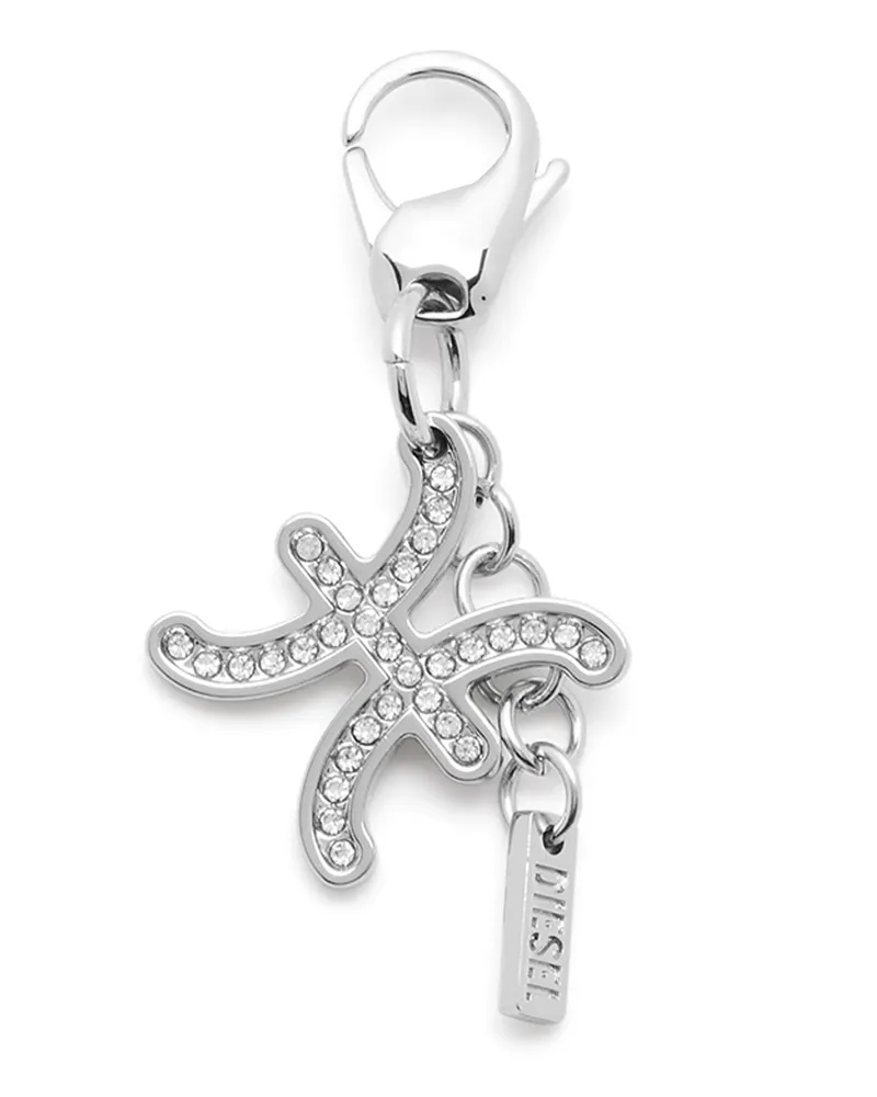 Diesel Metall-Fische-Anhänger mit Strasssteinen - Charms und Schlüsselanhänger - Unisex - Silber Silber