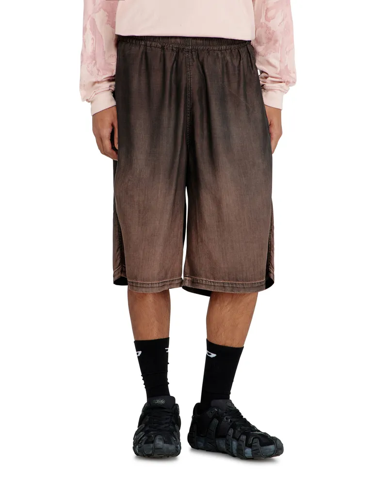 Diesel Lockere Bermudashorts aus fließendem, beschichtetem Denim - Denim Kurze Hose - Unisex - Braun Braun