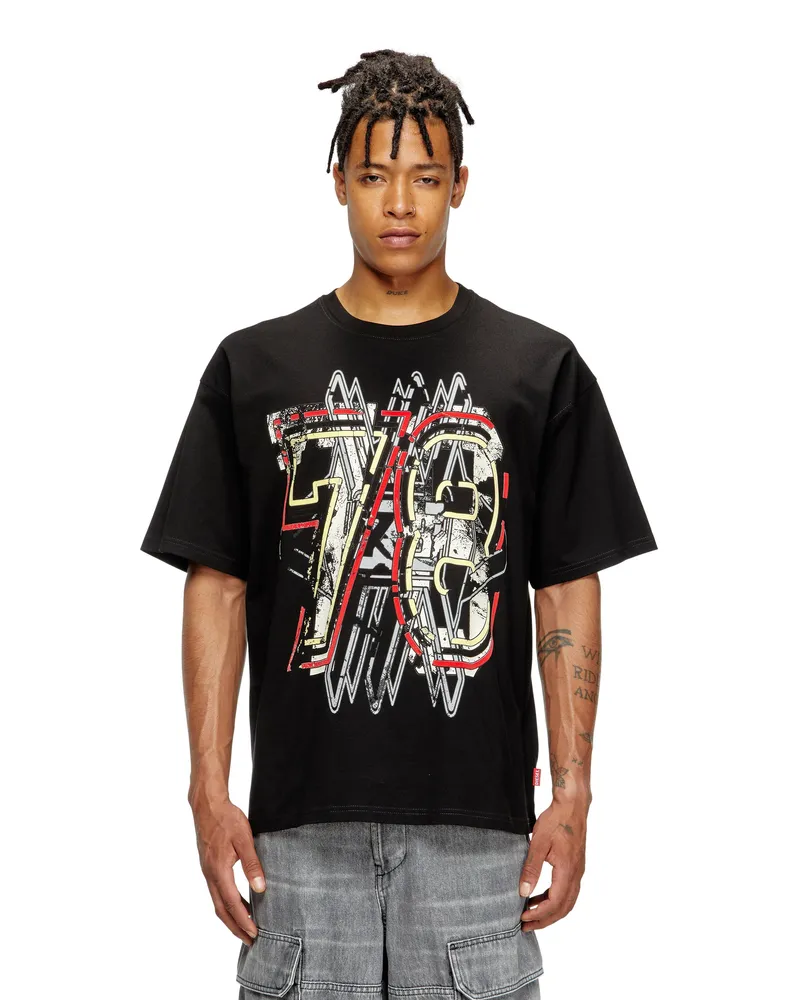 Diesel T-Shirt mit 78-Print - T-Shirts - Herren - Schwarz Schwarz