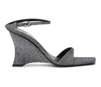D-Amber-Wedge Sandalen aus Lurexstoff - Sandalen - Damen - Silber