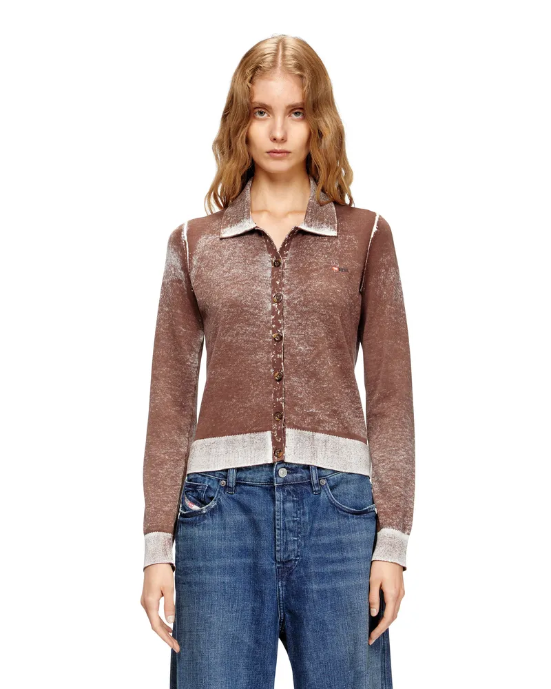 Diesel Cardigan with faded reverse print - Strickwaren - Damen - Braun Braun