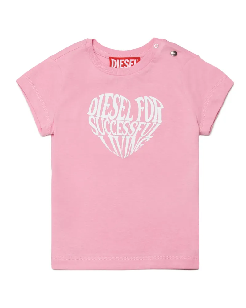 Diesel Baumwoll-T-Shirt mit Herz-Print - T-Shirts und Tops - Damen - Rosa Rosa