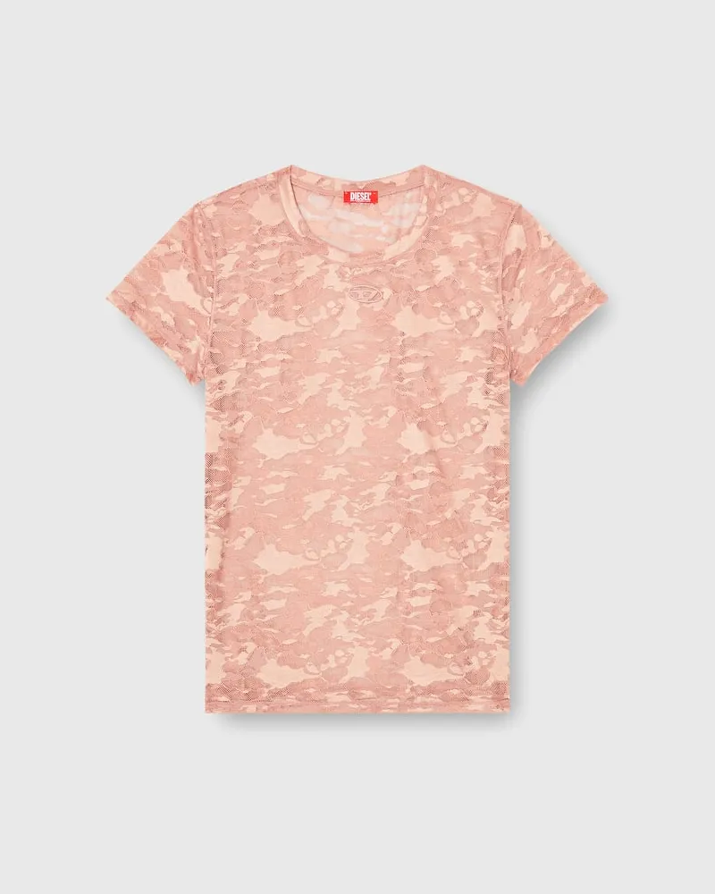 Diesel T-Shirt mit Camouflage-Spitze - Oberteile - Damen - Rosa Rosa