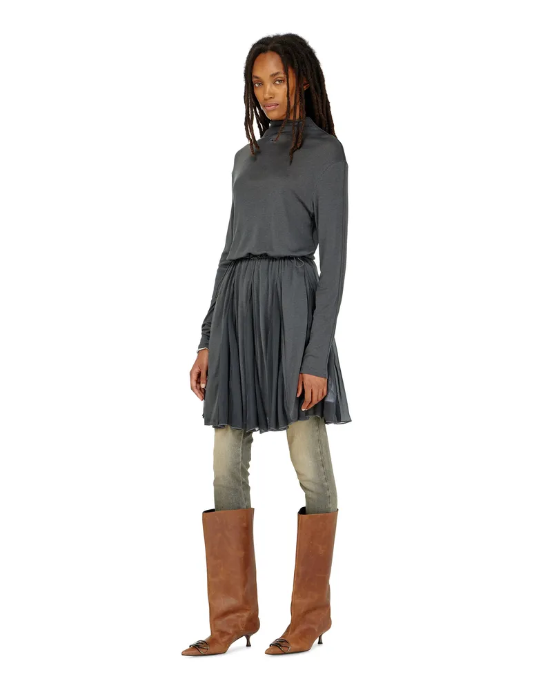 Diesel Rollkragen-Minikleid aus Jersey und Chiffon - Kleider - Damen - Grau Grau