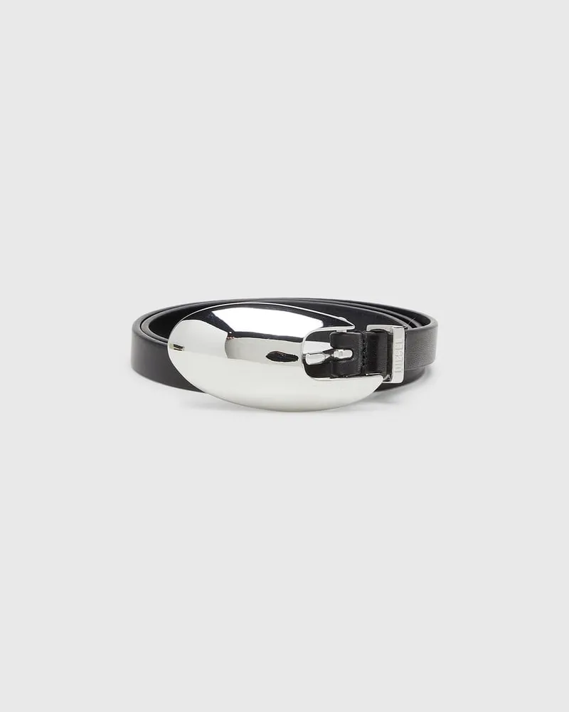Diesel 1,5 cm Schmaler Ledergürtel mit skulpturaler Schnalle - Gürtel - Damen - Schwarz Schwarz
