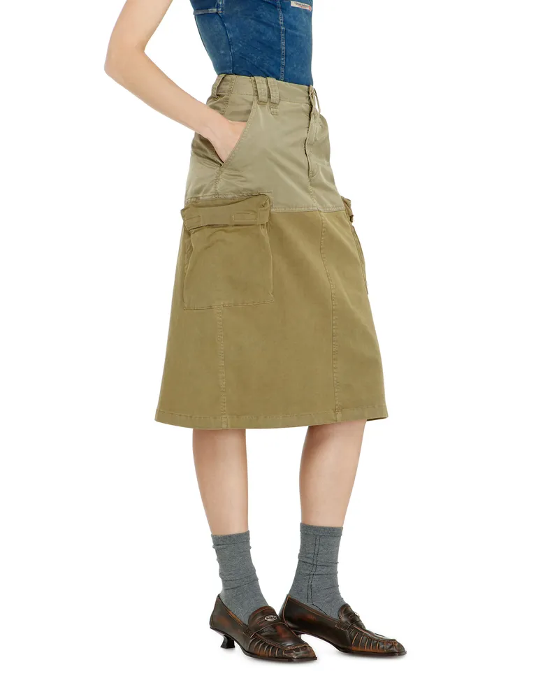 Diesel Cargo-Midirock aus Baumwolle und Nylon - Röcke - Damen - Grün Grün