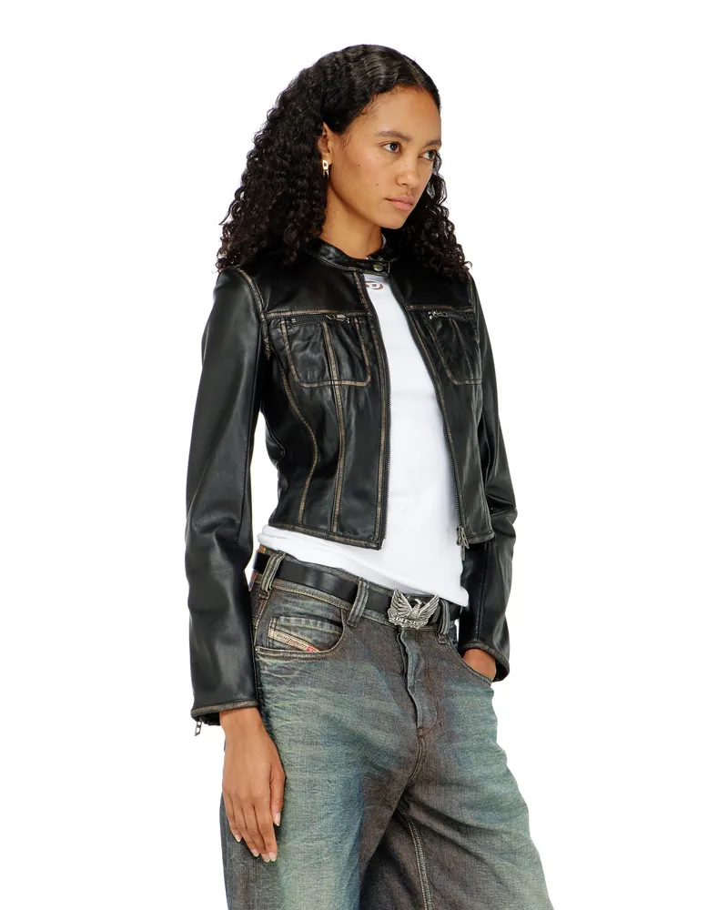 Diesel Verkürzte vielgetragene Biker-Jacke - Jacken - Damen - Schwarz Schwarz