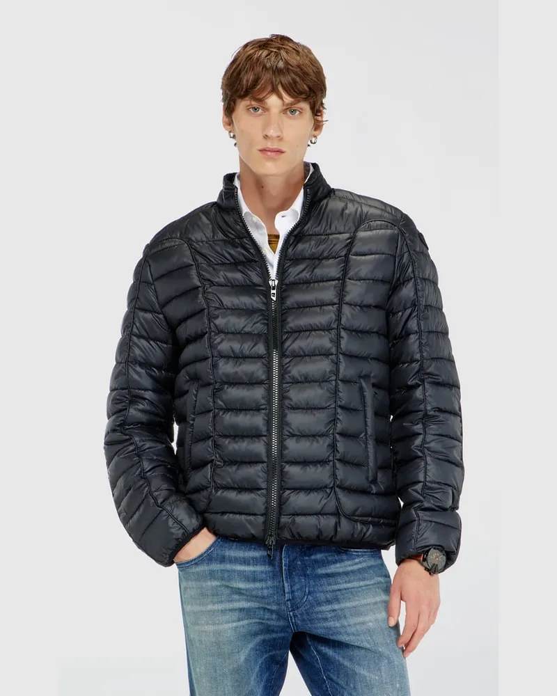 Diesel Biker-inspirierte Steppjacke mit tonalen Paspeln - Winterjacken - Herren - Schwarz Schwarz