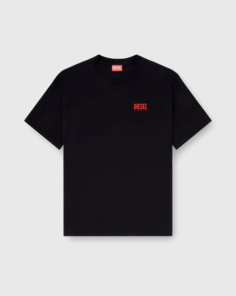 Diesel Baumwoll-T-Shirt mit Diesel-Biscotto-Print - T-Shirts - Herren - Schwarz Schwarz