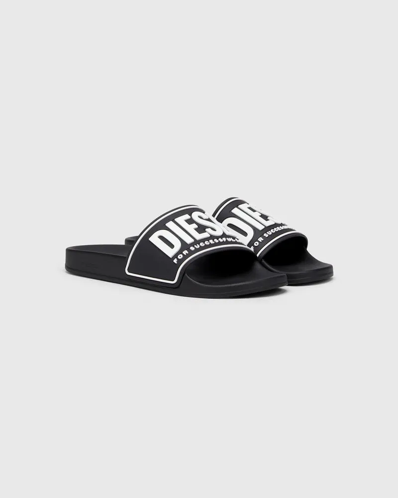 Diesel Sa-Mayemi-Badeschlappen mit 3D-Logo - Pantoletten - Herren - Schwarz Schwarz