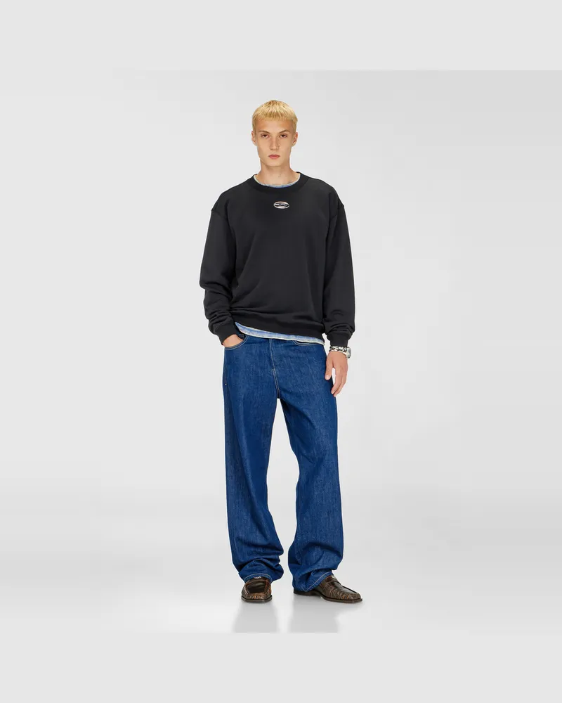 Diesel Normaler Hoodie mit metallischem Oval D - Sweatshirts - Herren - Schwarz Schwarz