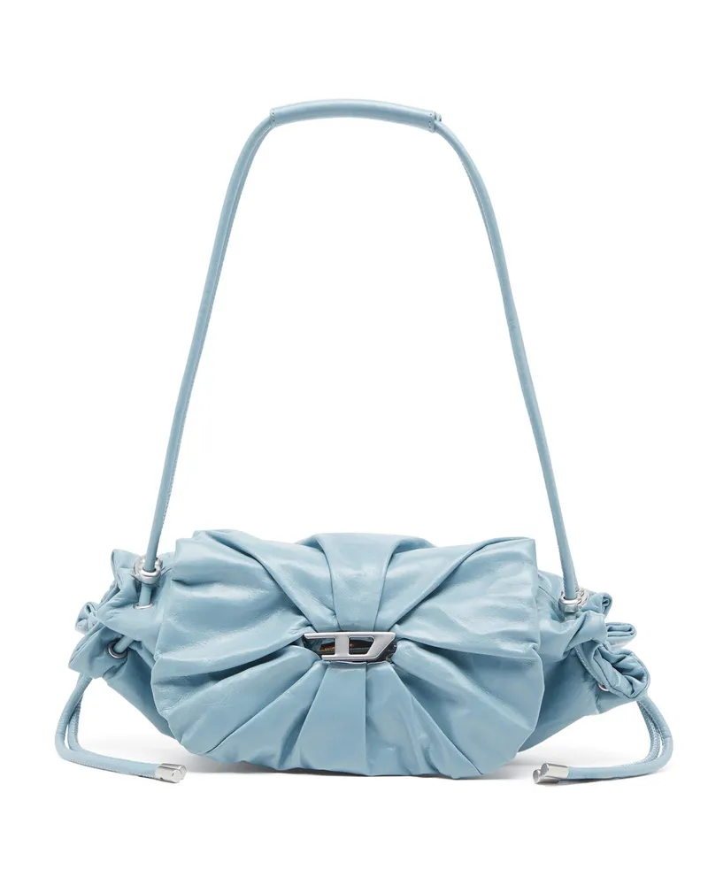 Diesel Scrunch-D S-Schultertasche aus Knitter-Leder - Schultertaschen - Damen - Blau Blau