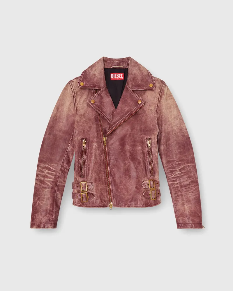 Diesel Biker-Jacke aus behandeltem Leder - Lederjacken - Herren - Braun Braun