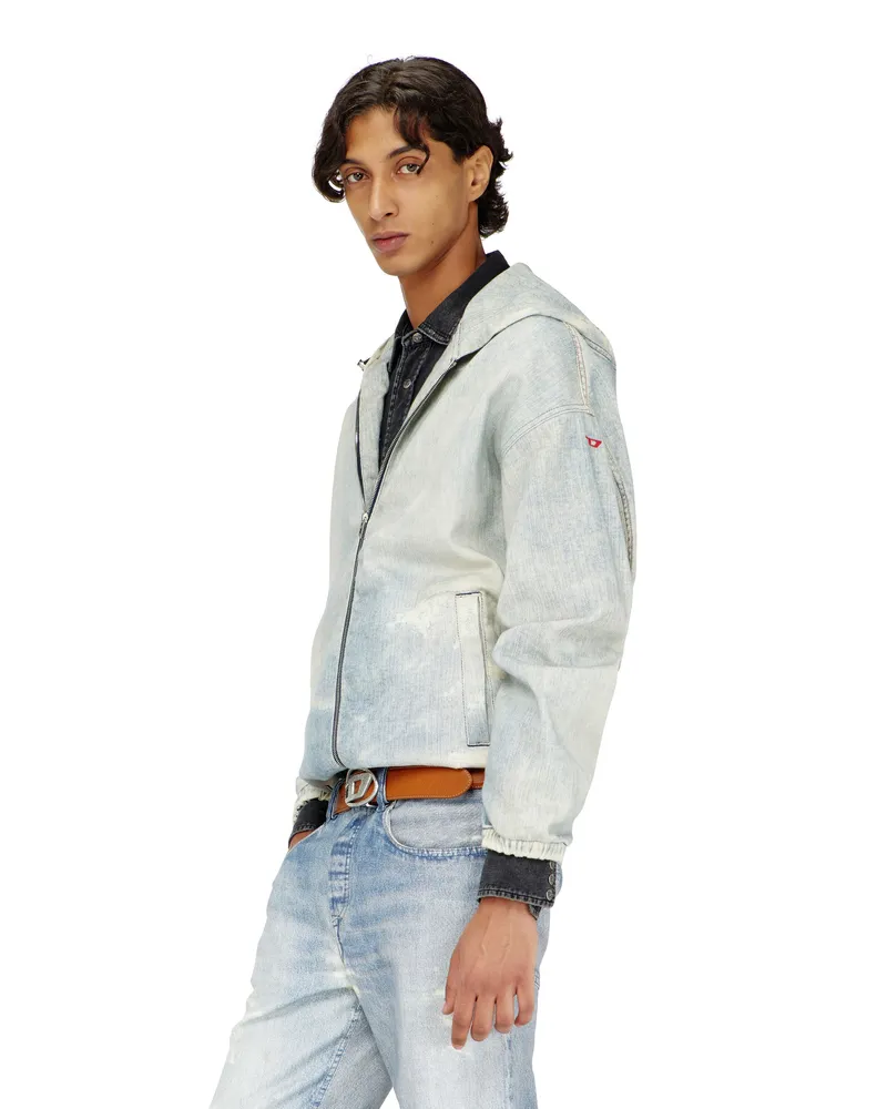 Diesel Hooded JoggJeans jacke mit trompe oeil - Denim jacken - Herren - Blau Blau