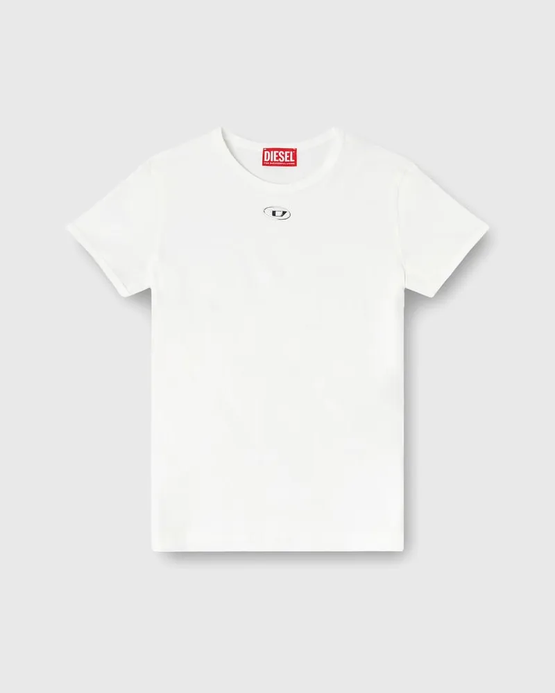 Diesel Schmal geschnittenes T-Shirt mit metallischem Oval D - T-Shirts - Damen - Weiss Weiss
