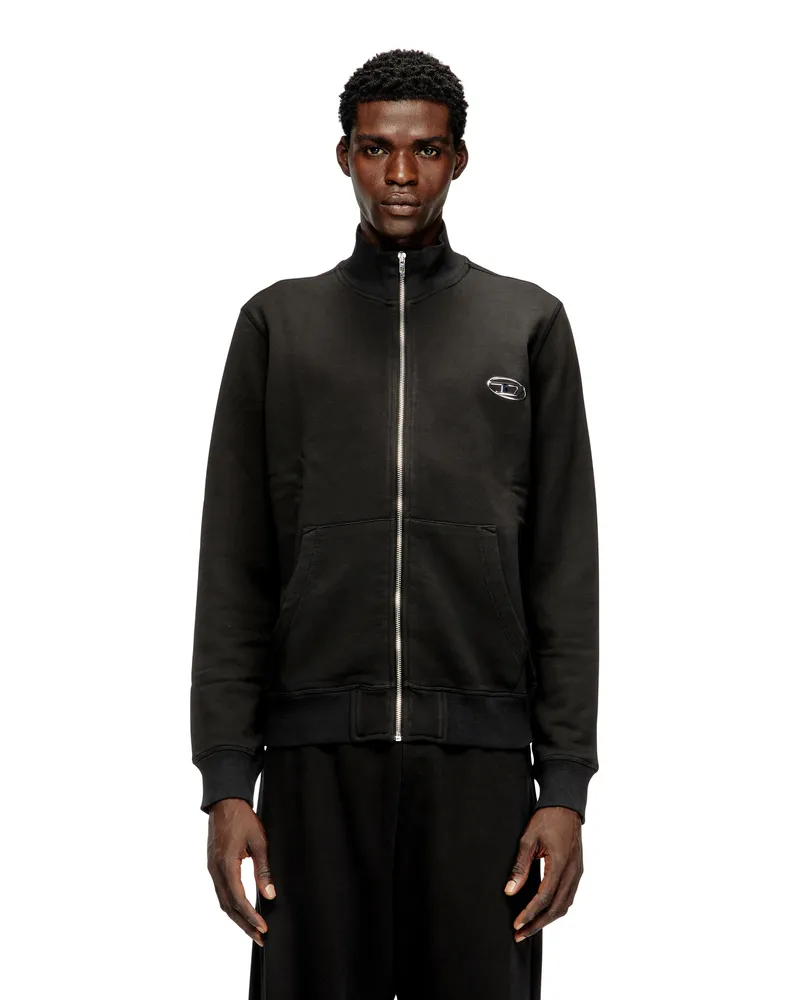 Diesel Wweatshirt with mock neck and metallic Oval D - Sweatshirts - Herren - Schwarz Schwarz