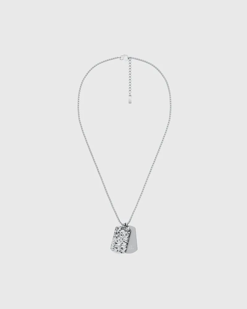Diesel Dog-Tag-Halskette aus Edelstahl - Halsketten - Unisex - Silber Silber