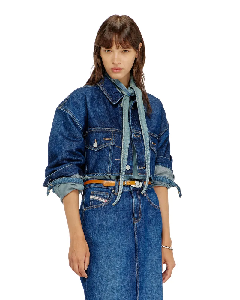 Diesel Cropped oversized denim trucker jacket Übergroße cropped Denim-Truckerjacke - Denim jacken - Damen - Blau Blau